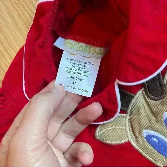 4T 100% cotton Rudolph red Christmas shift dress long sleeves ribbed corduroy - Picture 3 of 7